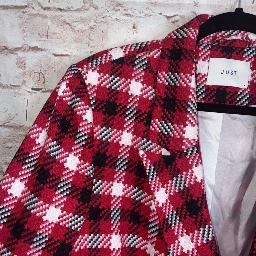 Just Female Holmes Red Check Blazer Size Medium - Picture 4 of 10
